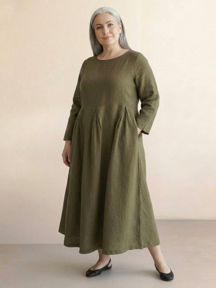 Iona - Katoen-Linnen Taille Jurk