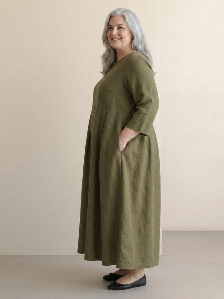 Iona - Katoen-Linnen Taille Jurk