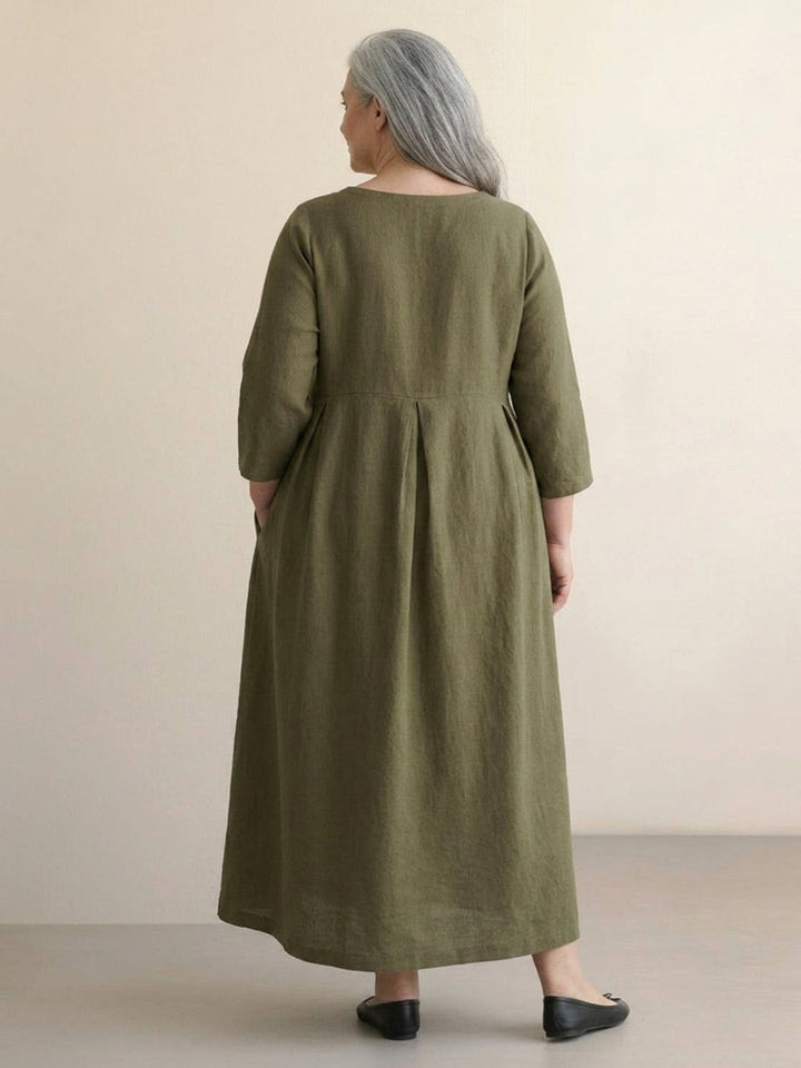 Iona - Katoen-Linnen Taille Jurk