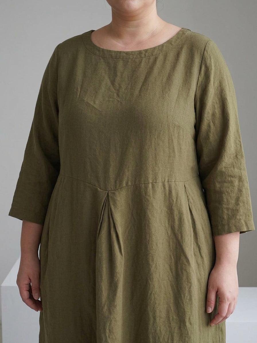 Iona - Katoen-Linnen Taille Jurk