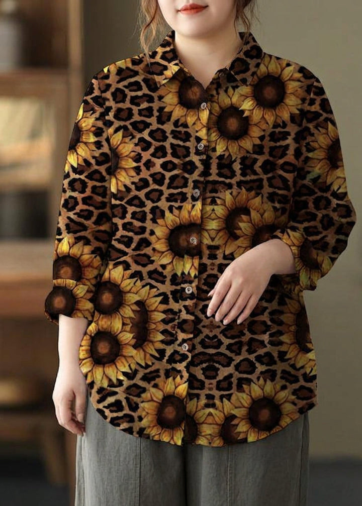 Liora - Lente Tuniek Patroon Fotografie Rode Print Blouse