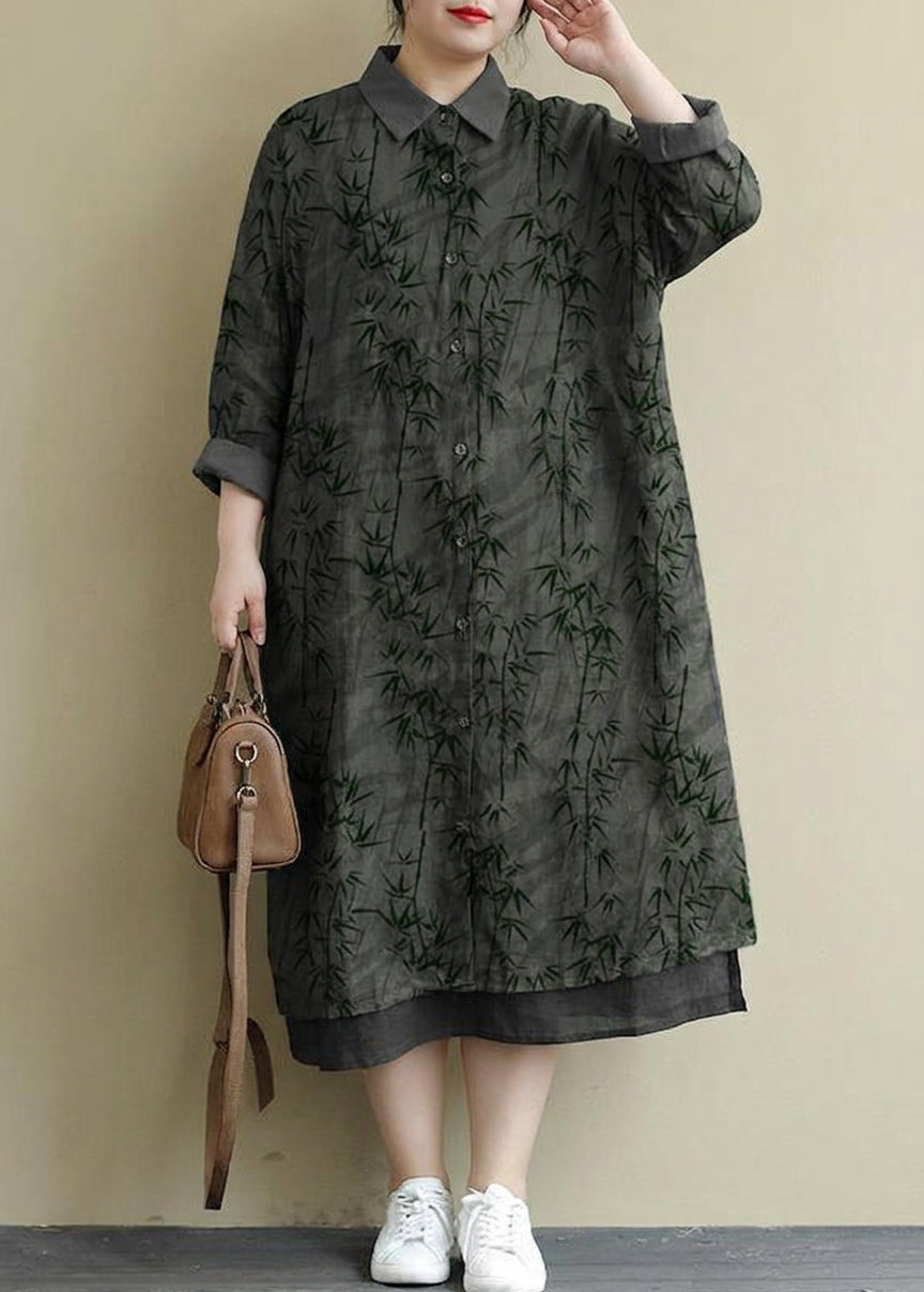 Isolde - Rood Linnen Shirt Jurk Casual Oversized Lente Maxi Jurken