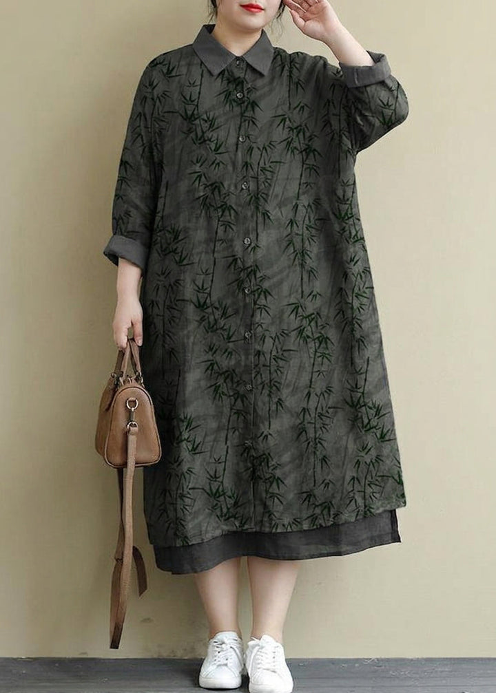Isolde - Rood Linnen Shirt Jurk Casual Oversized Lente Maxi Jurken