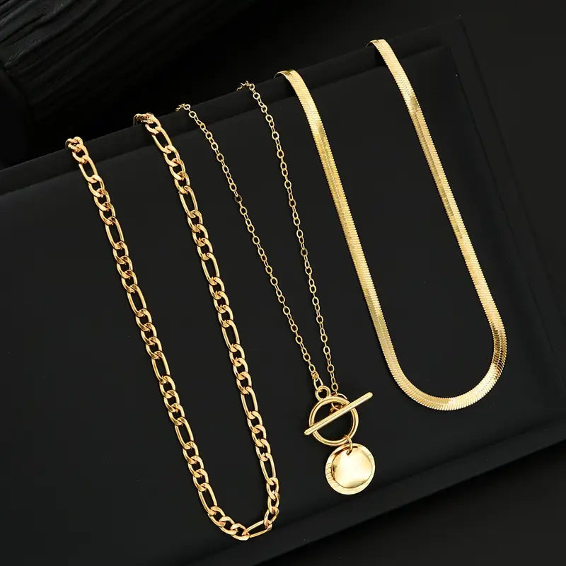 Anouk Textured Coin Gelaagde Ketting | Goud