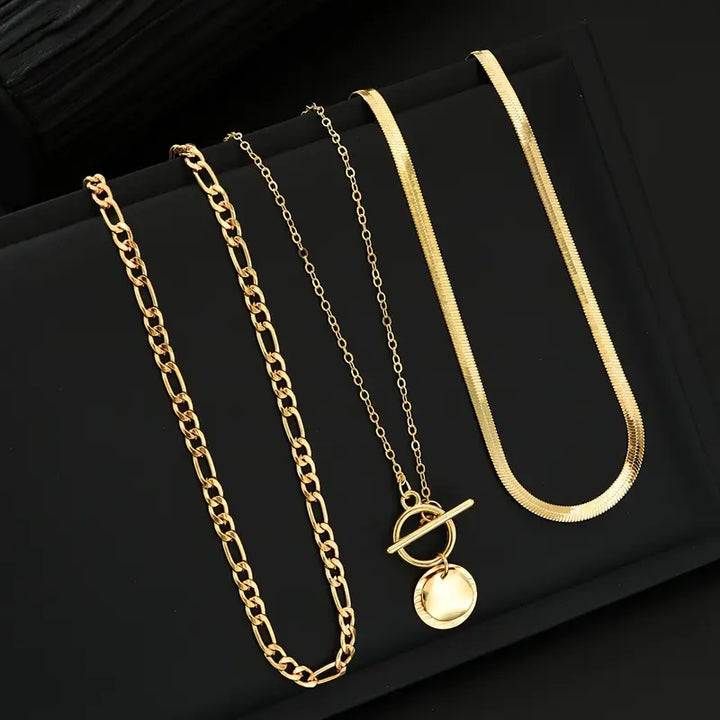 Anouk Textured Coin Gelaagde Ketting | Goud