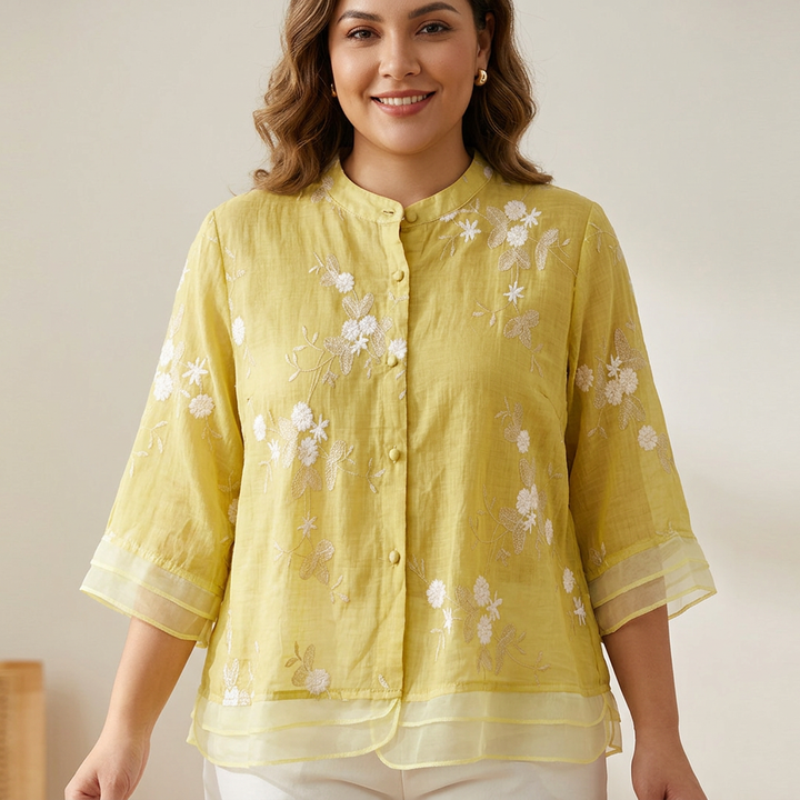 Noa - Pure Katoenen Geborduurd Shirt