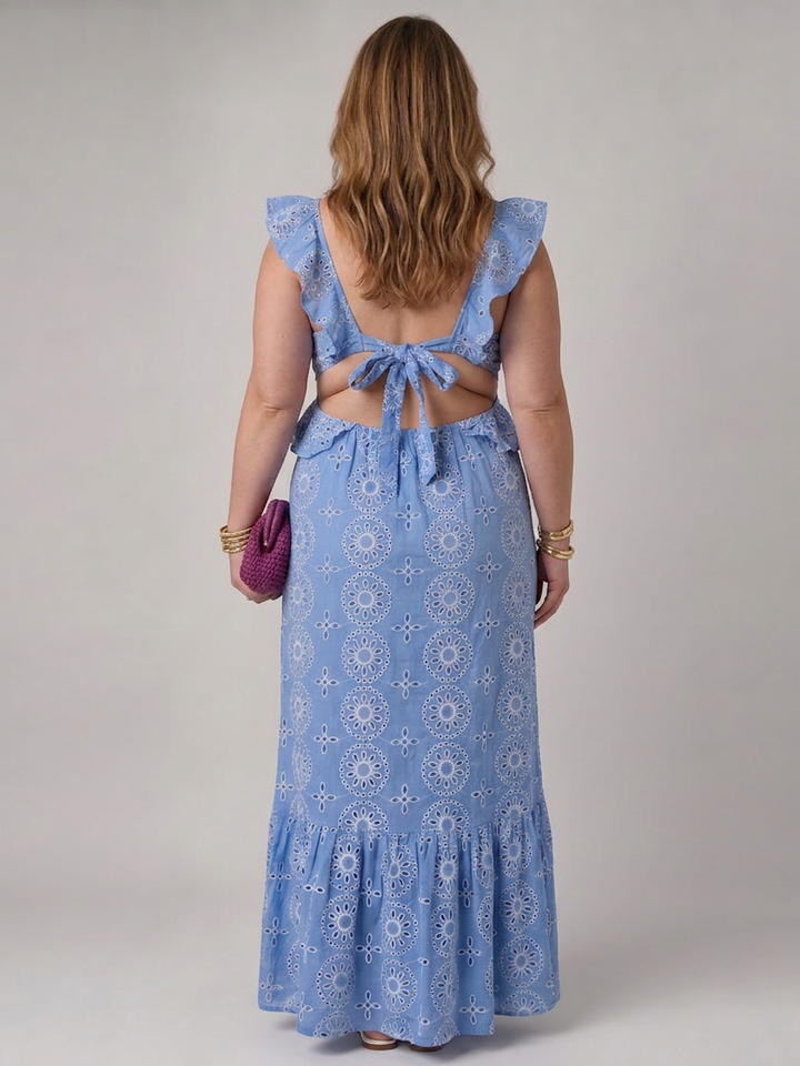 Ula | Mouwloze Maxi Jurk met Rimpeldetails