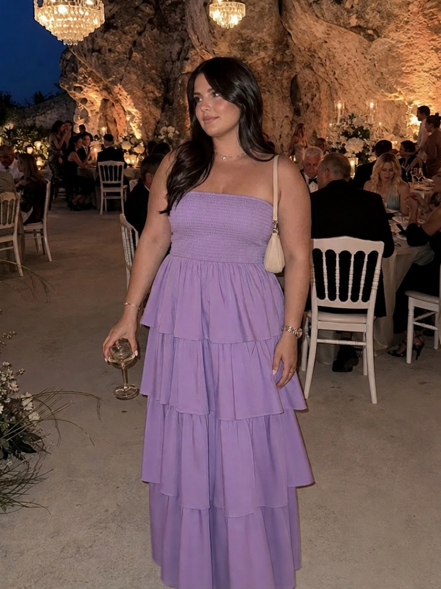 Daria | Strapless Smocked Bodice Midi Dress