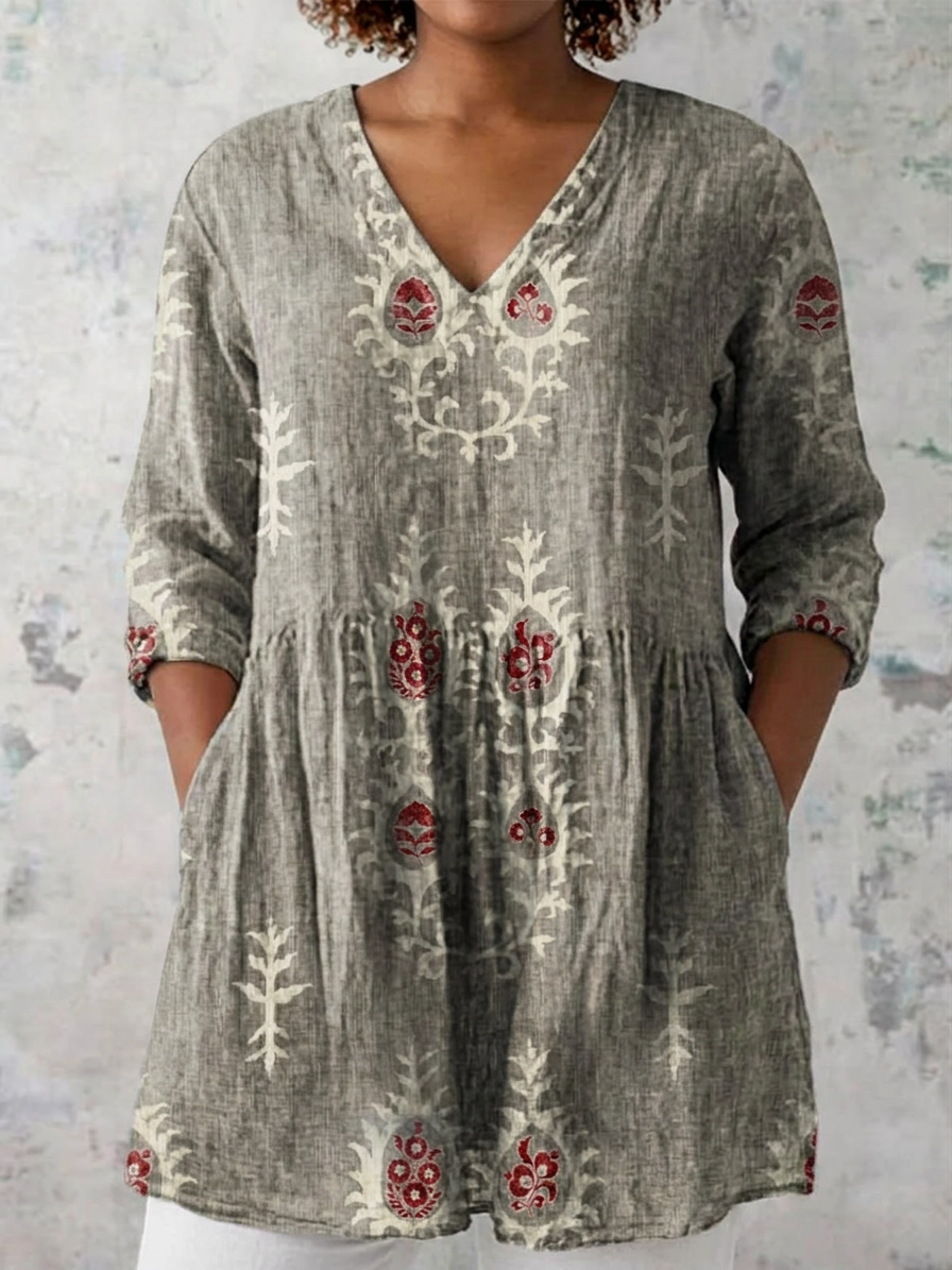 Ila | Lange Blouse met V-hals