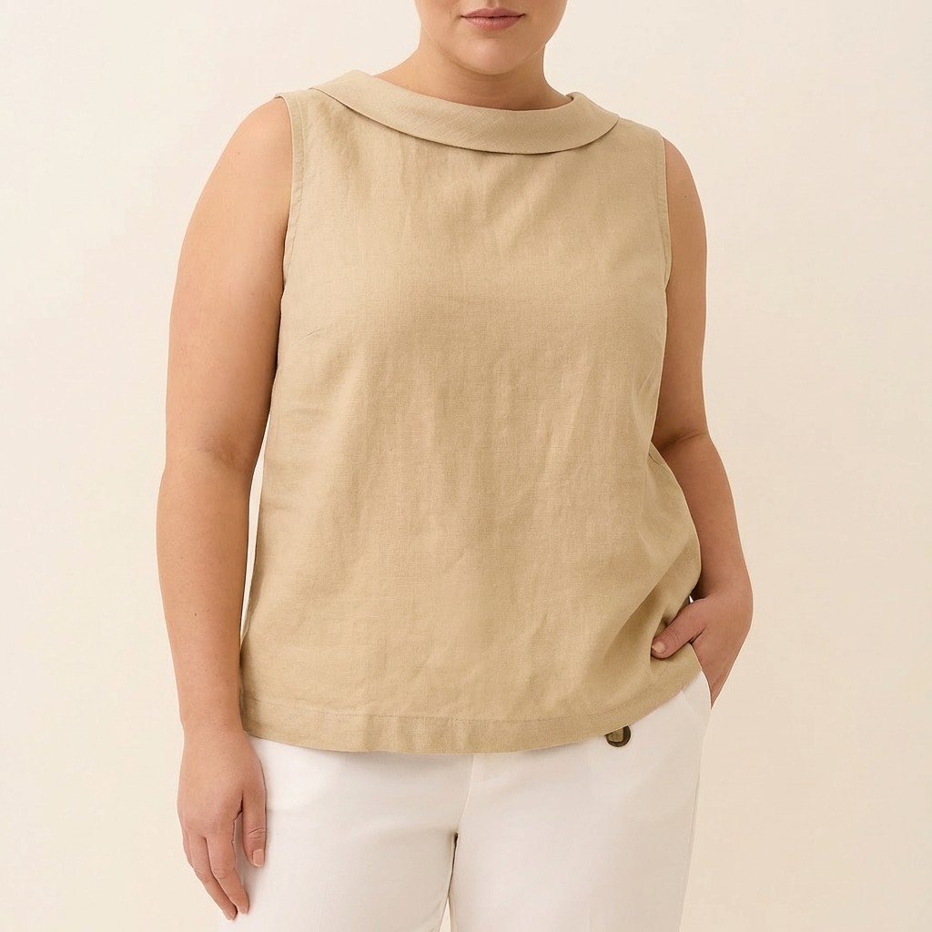 Genevieve | Mouwloze Roll Collar Top