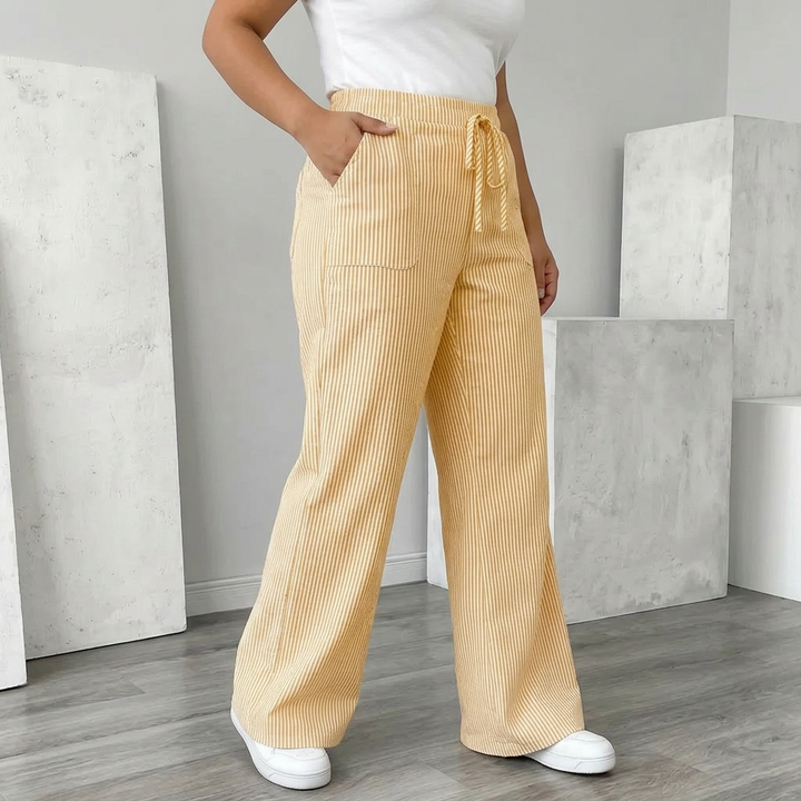 Saffraan | Gestreepte Broek Met Zakken