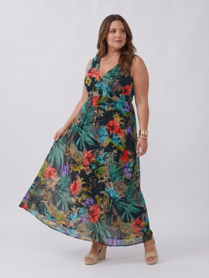 Ilse | Mouwloze Empire Taille Midi Jurk