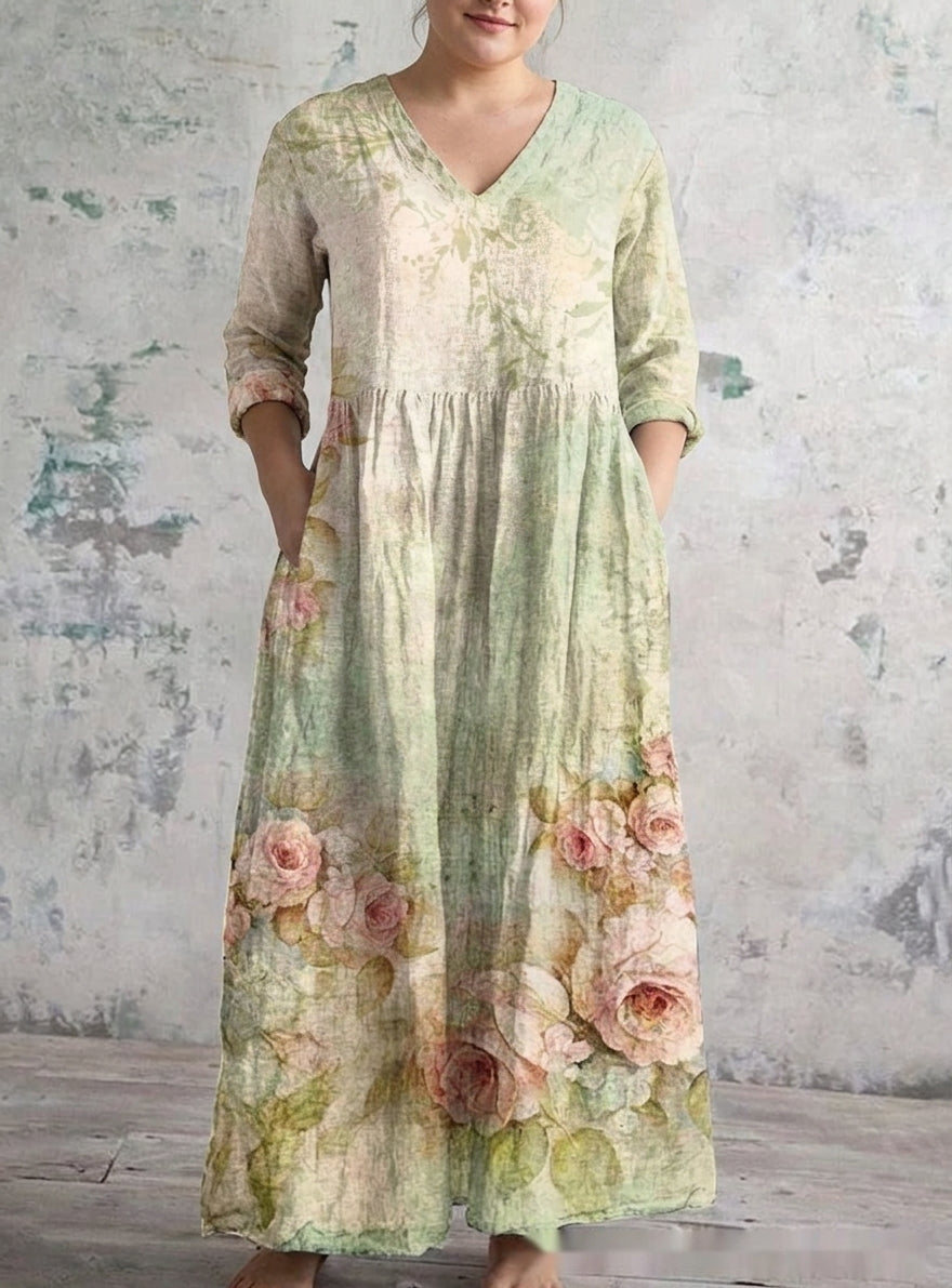 Nadia | Salie Roze Maxi Jurk