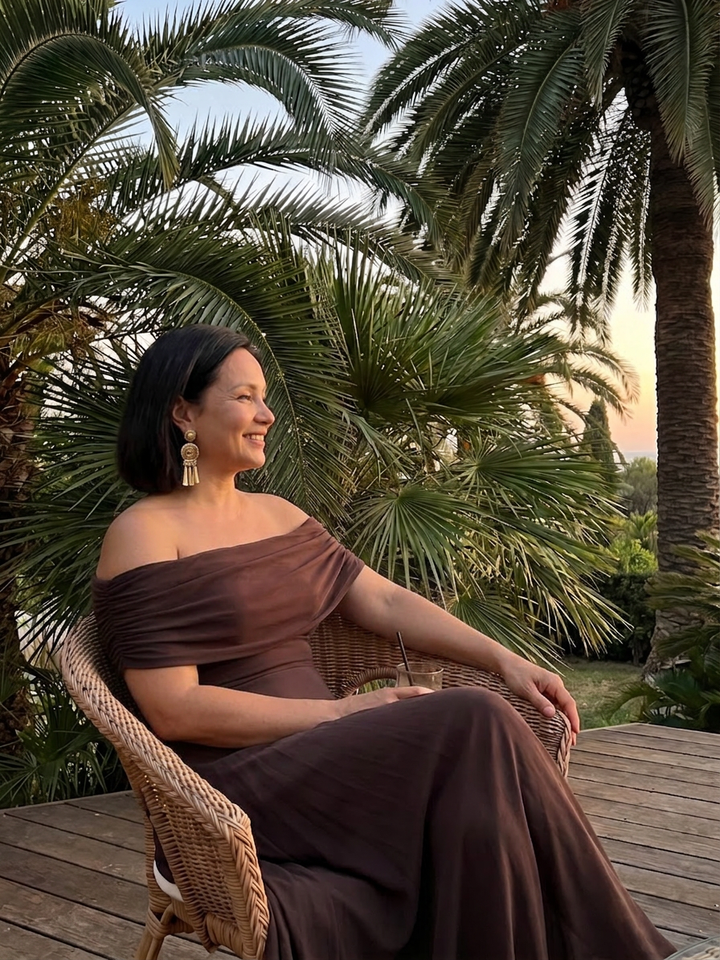 Astrid | Off Shoulder Draped Midi Jurk