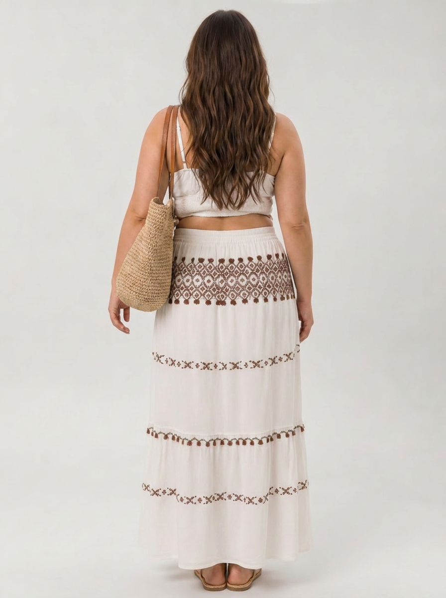 Bellamy | Midi-jurk met Spaghetti-bandjes en Geborduurde Details