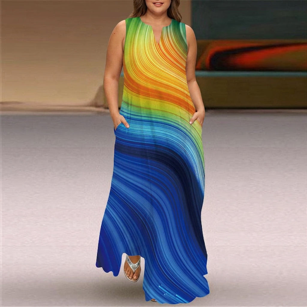 Oleander | V-Hals Mouwloze Flow Maxi Jurk