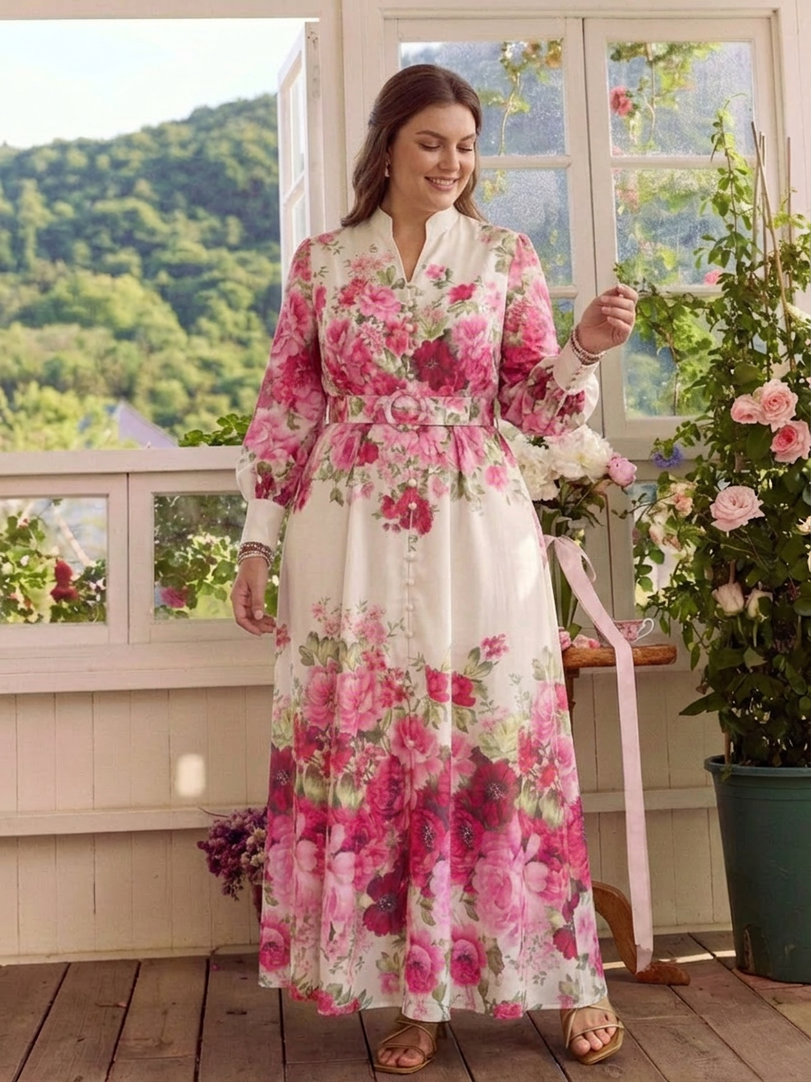 Dahlia | Lange Mouwen Bloemige Maxidress