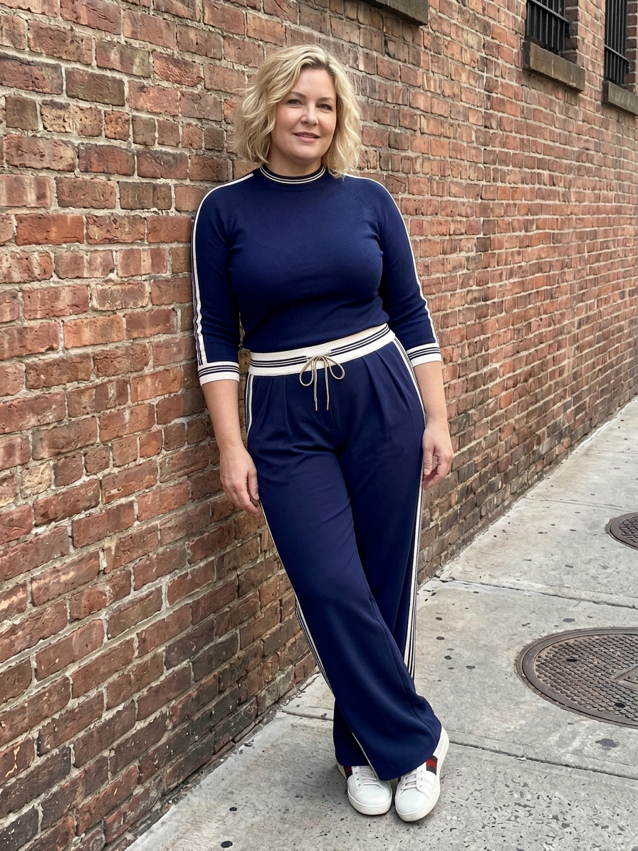 Alma | Fitted Lange Mouwen Top Brede Pantalon Set