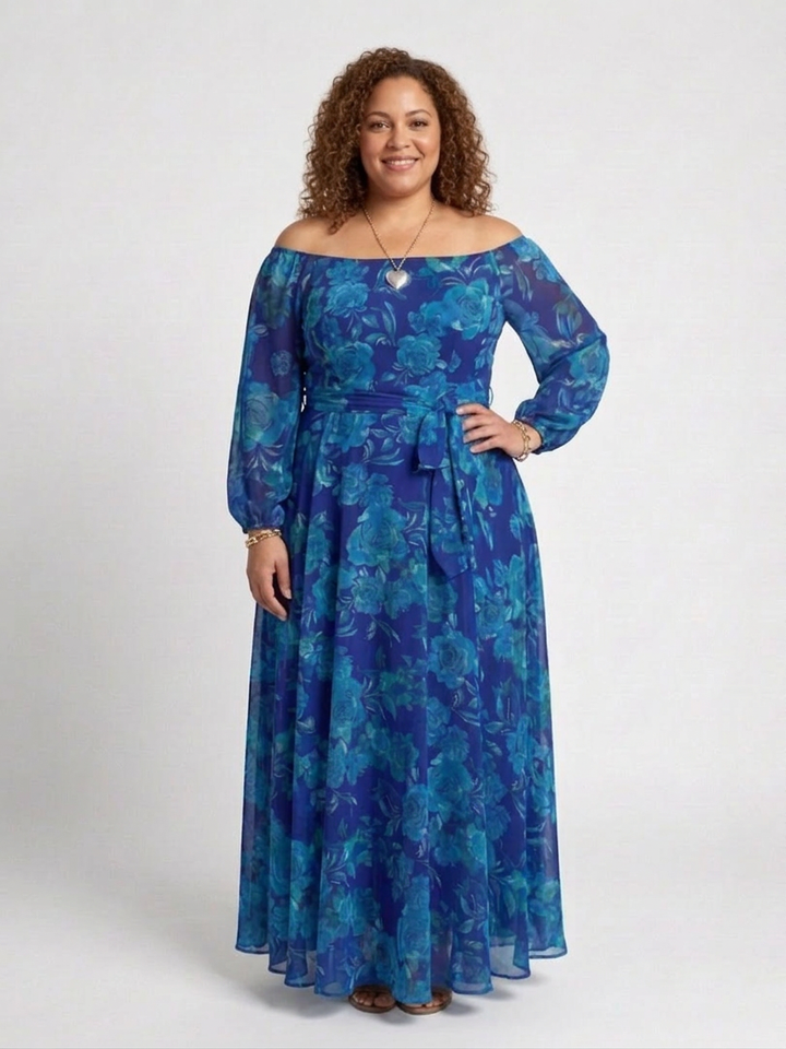 Beatrix | Off Shoulder Bloemen Maxi Jurk