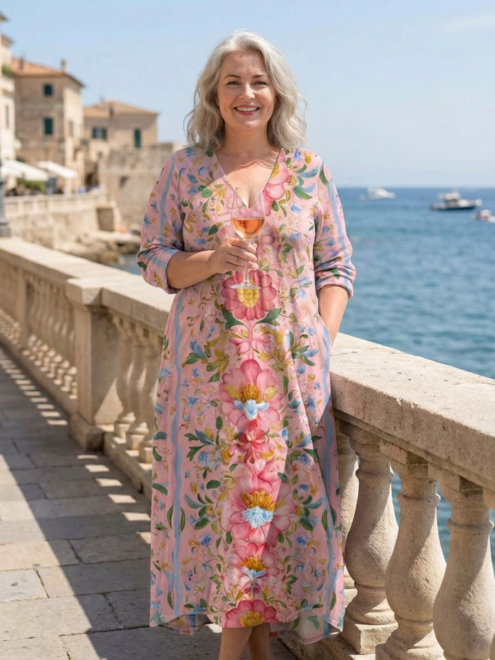 Lark | Licht Form Bloem Midi Jurk