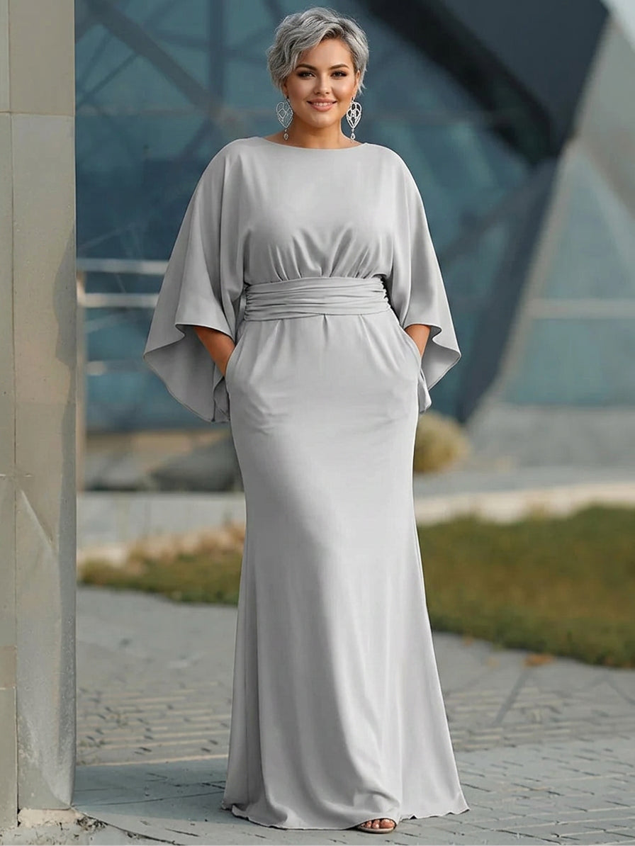 Solveig | Elegante V-hals rugloze jurk met mouwen