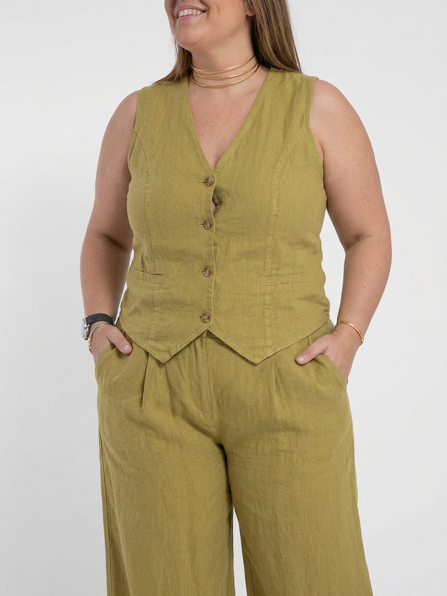 Seraphina – Co-ord Set Elegante Twee-delige Set Met Vest &amp; Broek Met Wijde Pijpen