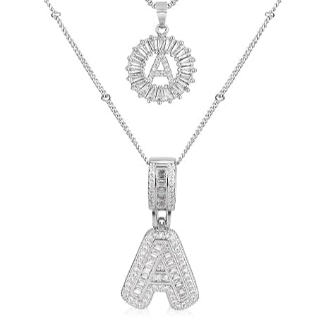 Selma letter initial ketting set | Wit Goud