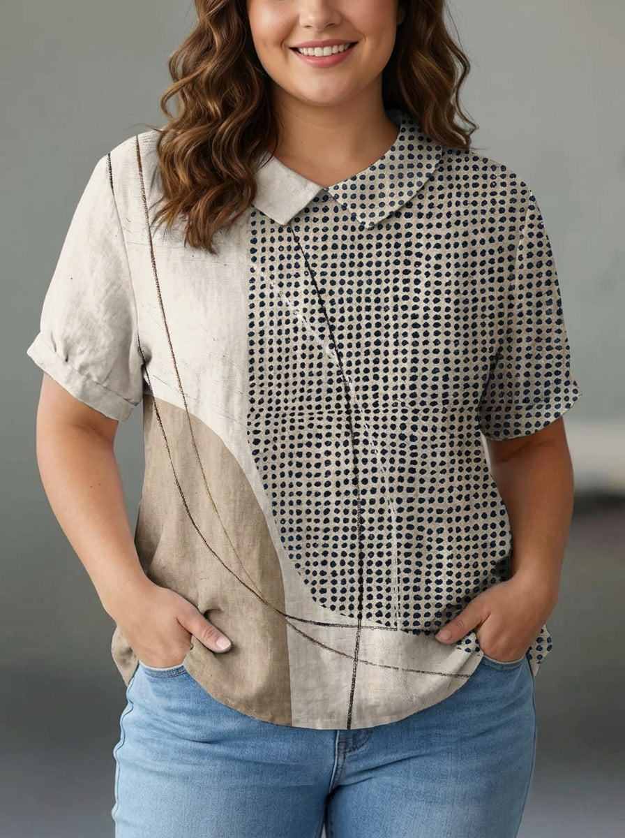 Romy | Shirt met Abstracte Dots en Lijnen