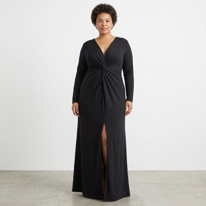Hana V-Hals Plissé Jurk: Elegante Strakke Avondstijl