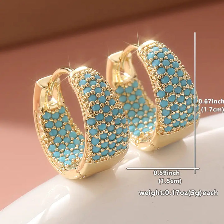 Gouden-Ton Turquoise Kralen Hoepel Oorbellen | Goud