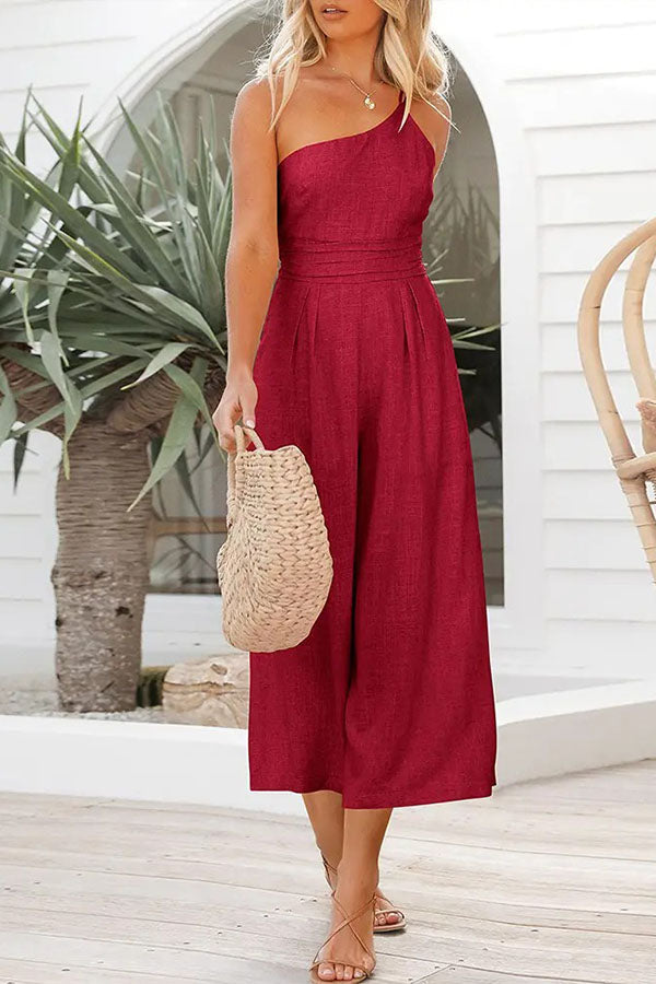 Shiloh - Sexy Sling Taille Pocket Rechte Mouwloze Jumpsuit