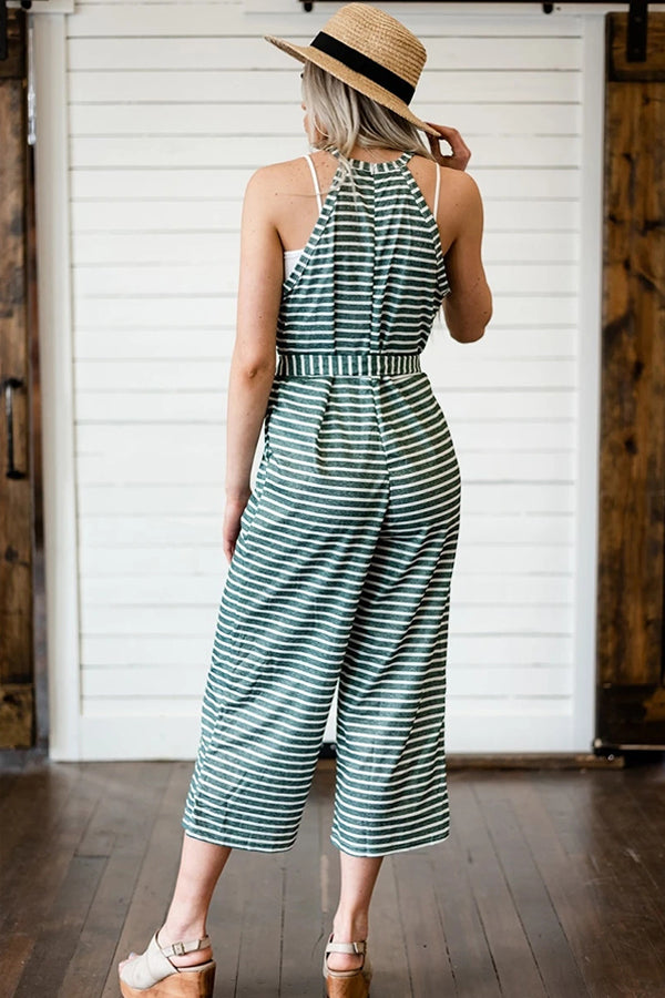 Olwen - Mooie Gestreepte Jumpsuit met Tailleband
