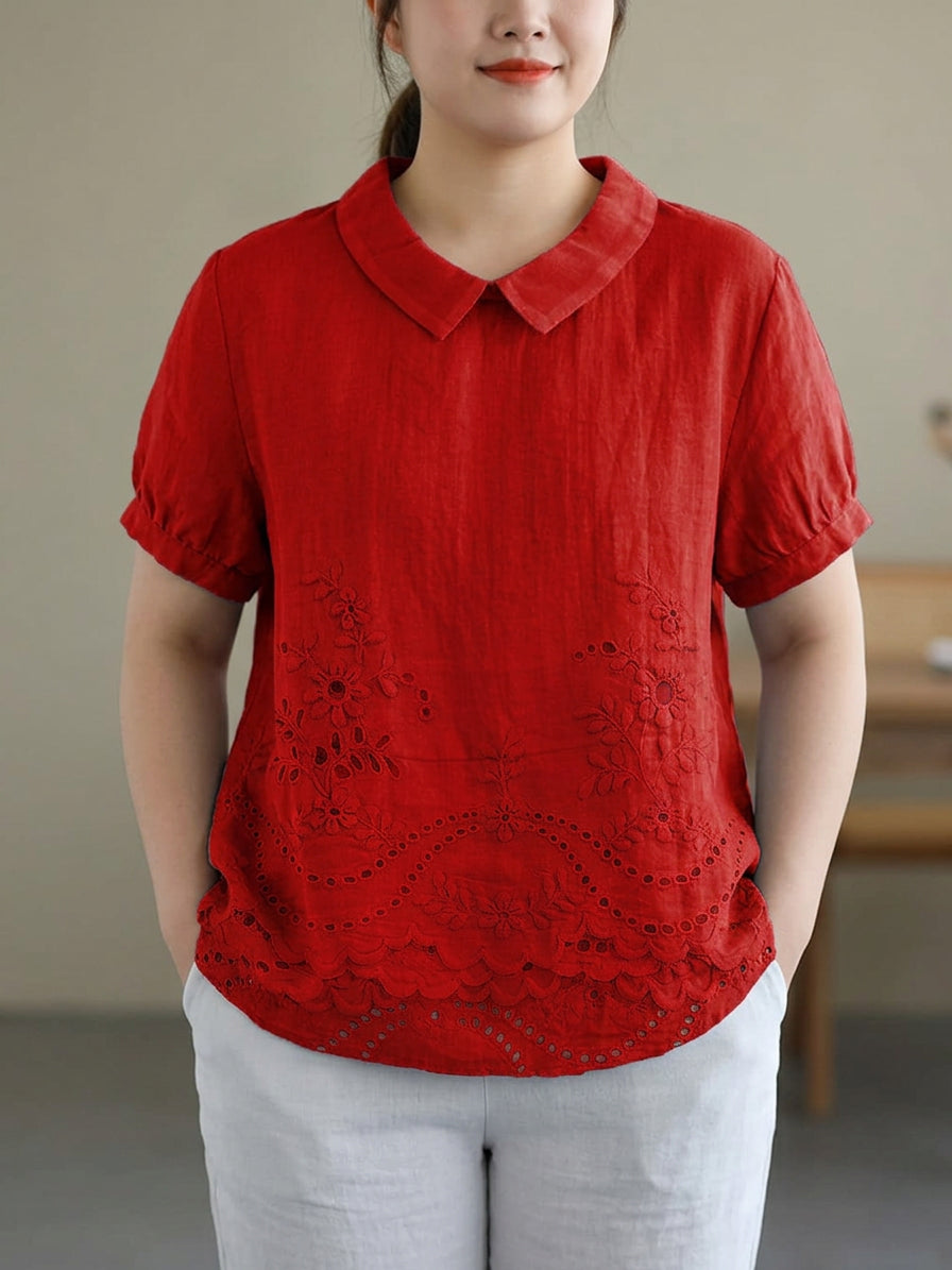 Hazel | Bloemige Geborduurde Shirt