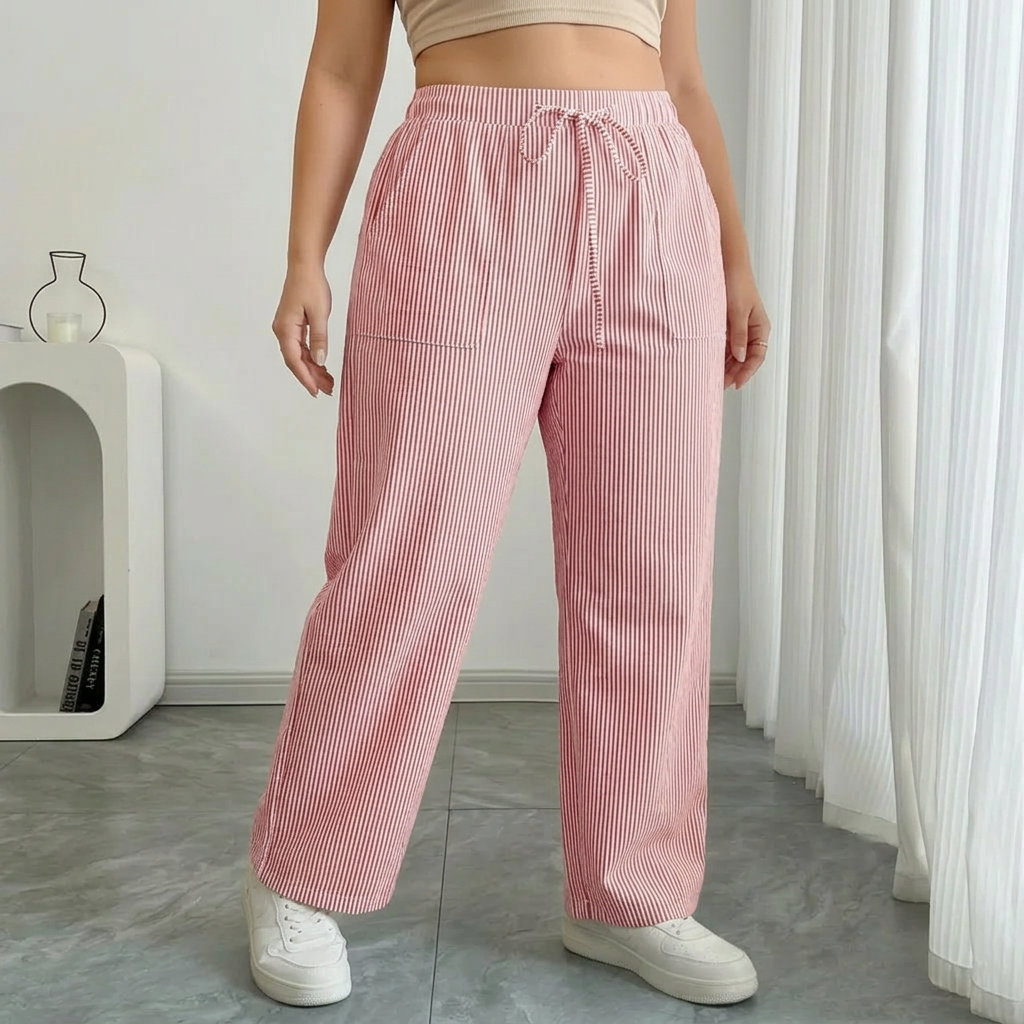 Saffraan | Gestreepte Broek Met Zakken