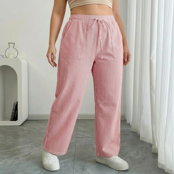Saffraan | Gestreepte Broek Met Zakken