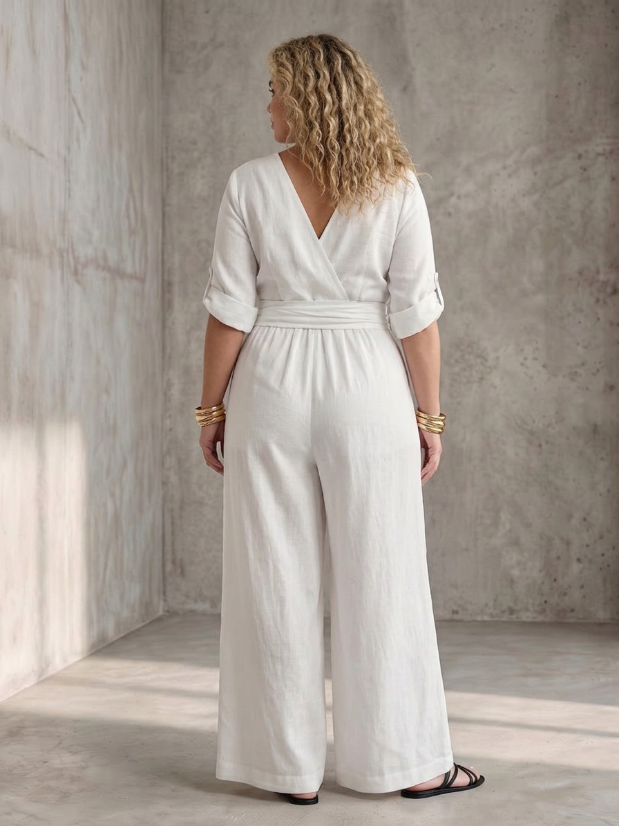 Maeve | Korte Mouwen Wijde Pijpen Jumpsuit