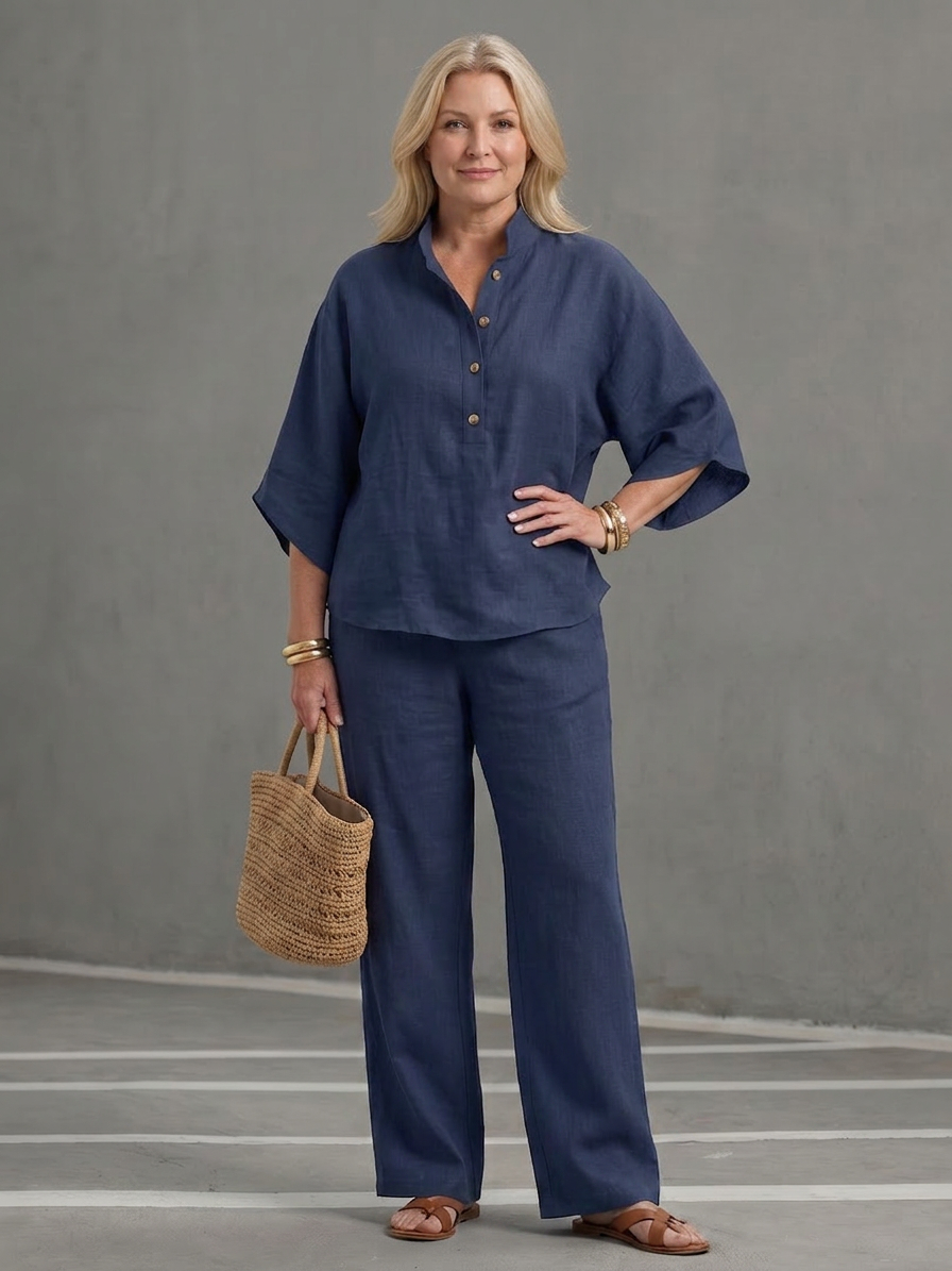 Eleni | Knop Voor Relaxed Tuniek Broek Set