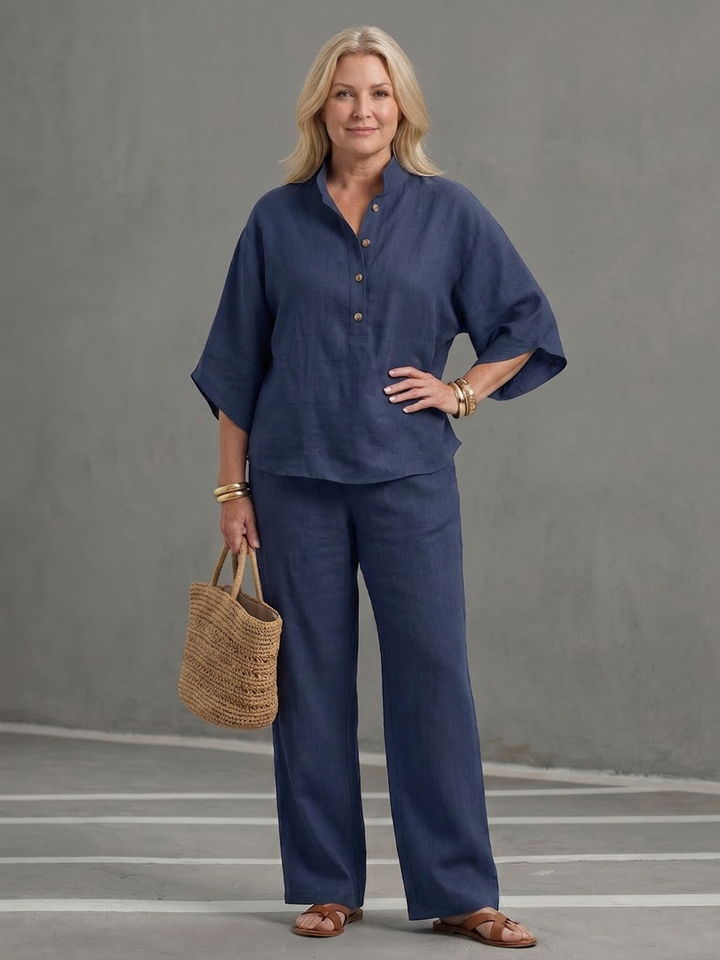 Eleni | Knop Voor Relaxed Tuniek Broek Set