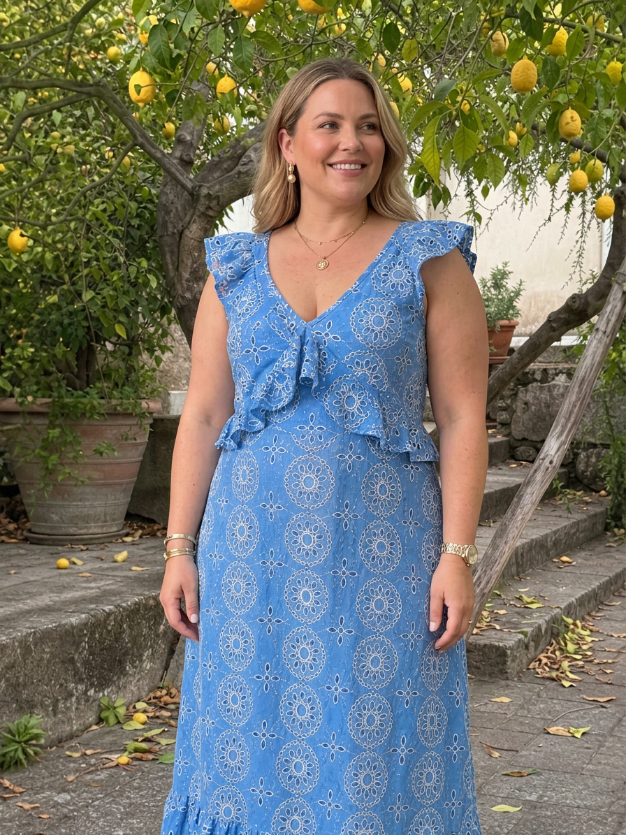 Ula | Mouwloze Maxi Jurk met Rimpeldetails