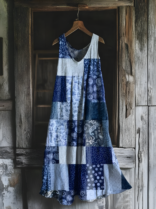 Iona - Vintage Patchwork Linnen Jurk
