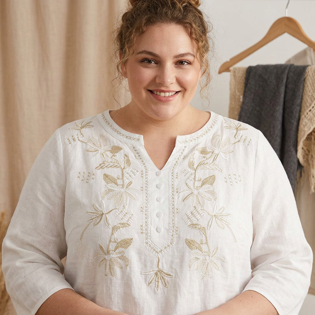 Fauna - Pure Katoenen Geborduurd Comfortabel Top