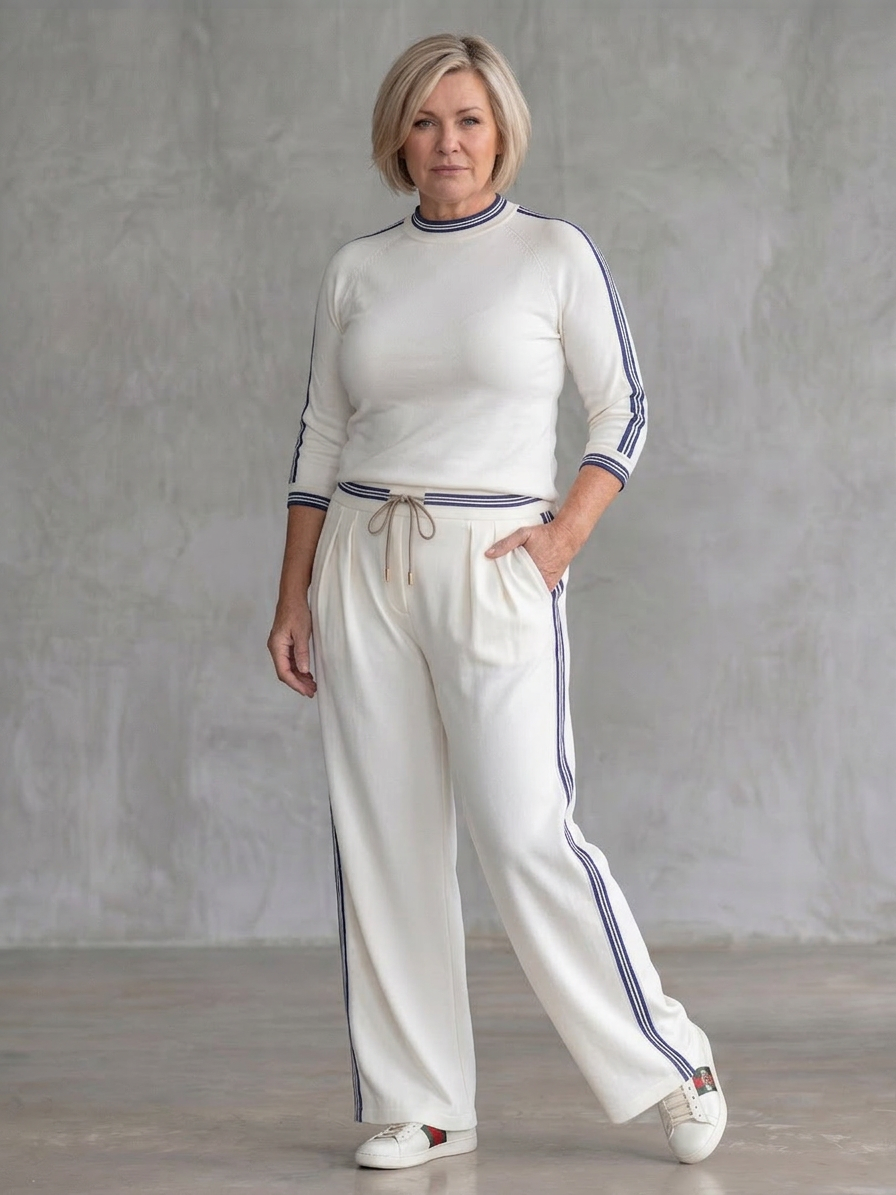 Alma | Fitted Lange Mouwen Top Brede Pantalon Set