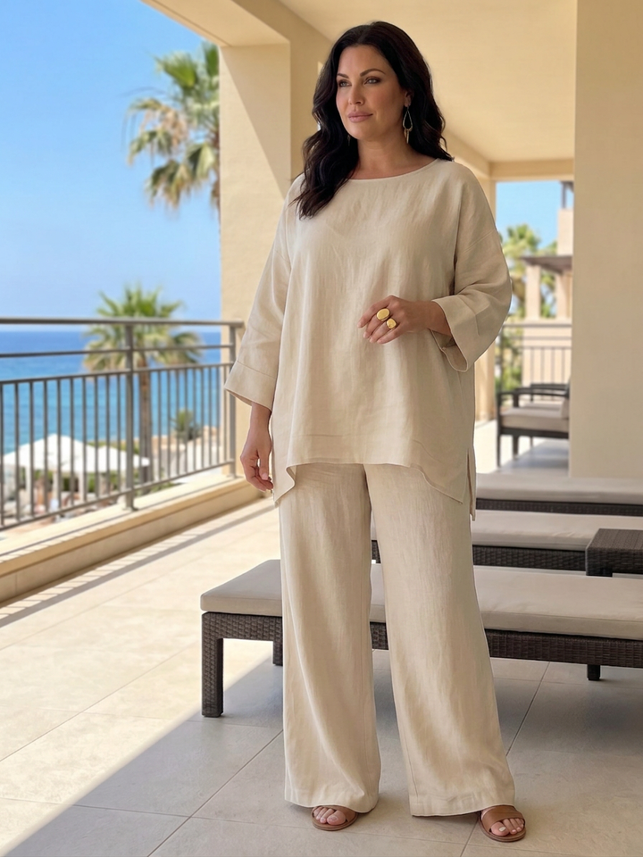 Isabeau | Oversized Tuniek Met Brede Pantalon Set