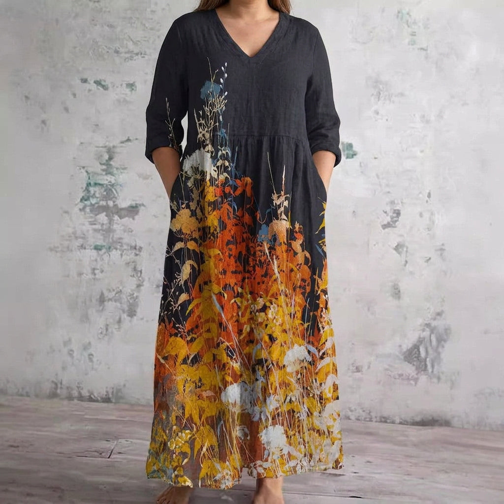 Lavinia | Herfst Weide Maxi Jurk