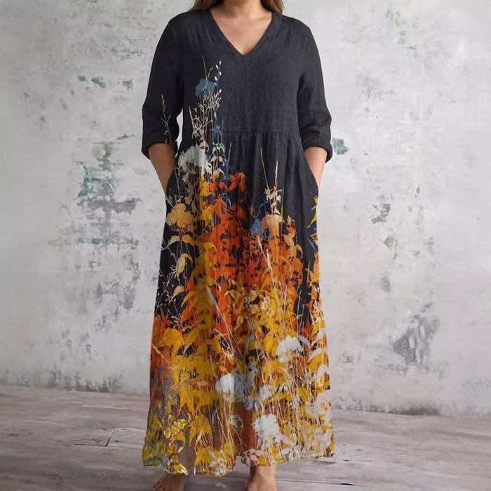 Lavinia | Herfst Weide Maxi Jurk