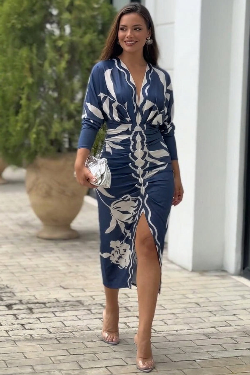 Signy | Sun Escape Unieke Print Dolman Midi Jurk