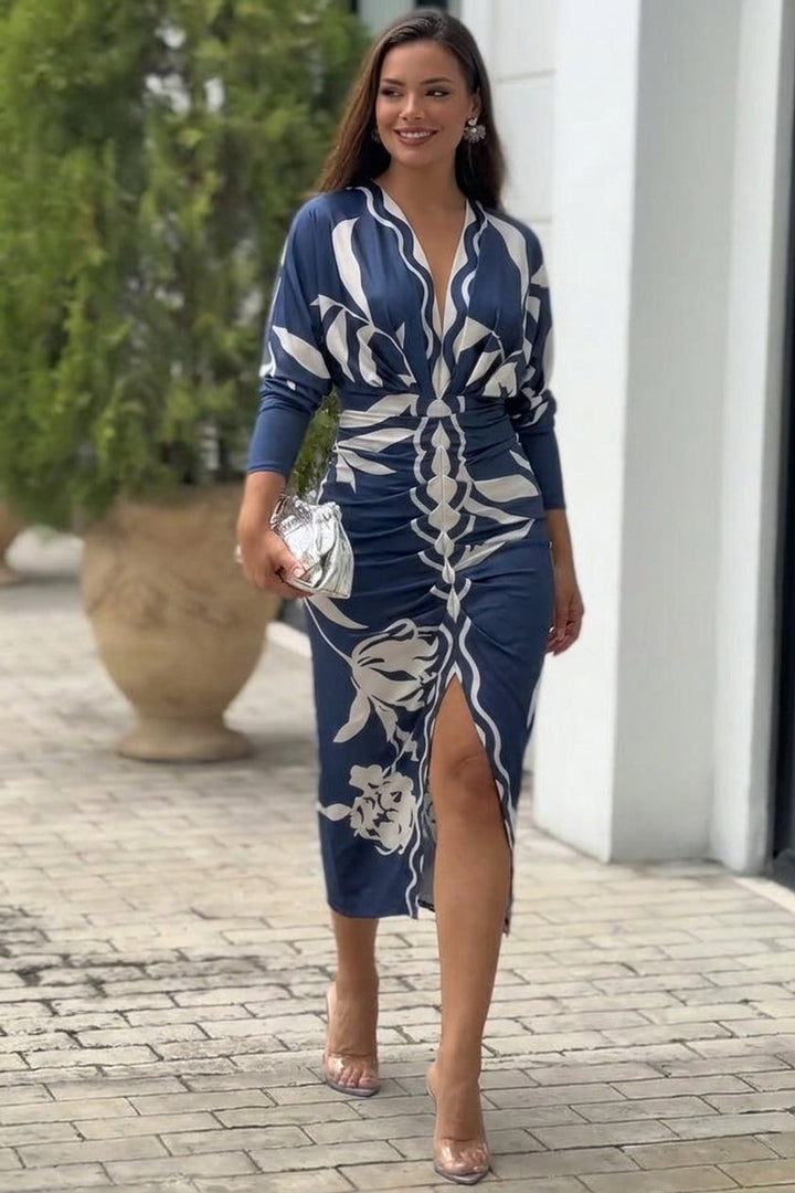 Signy | Sun Escape Unieke Print Dolman Midi Jurk