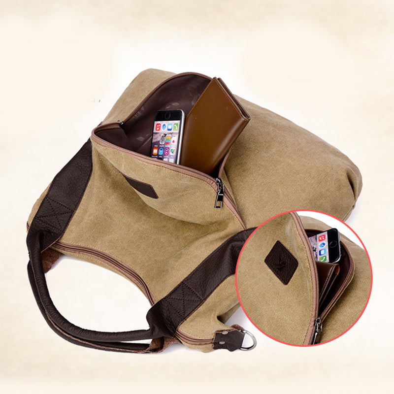 Grote canvas tas met contrasthengsels
