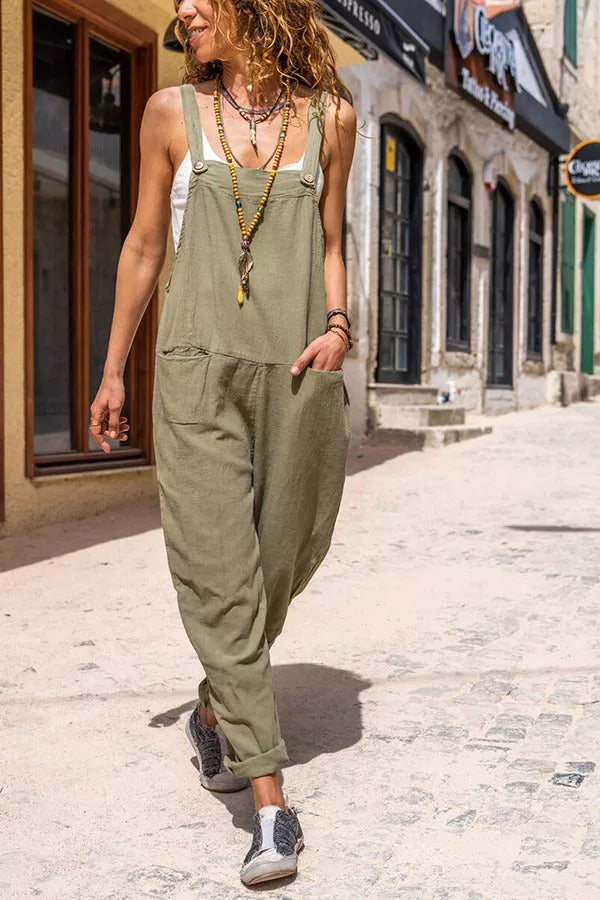 Verity - Somewhere Sunny Pocketed Overall Jumpsuit