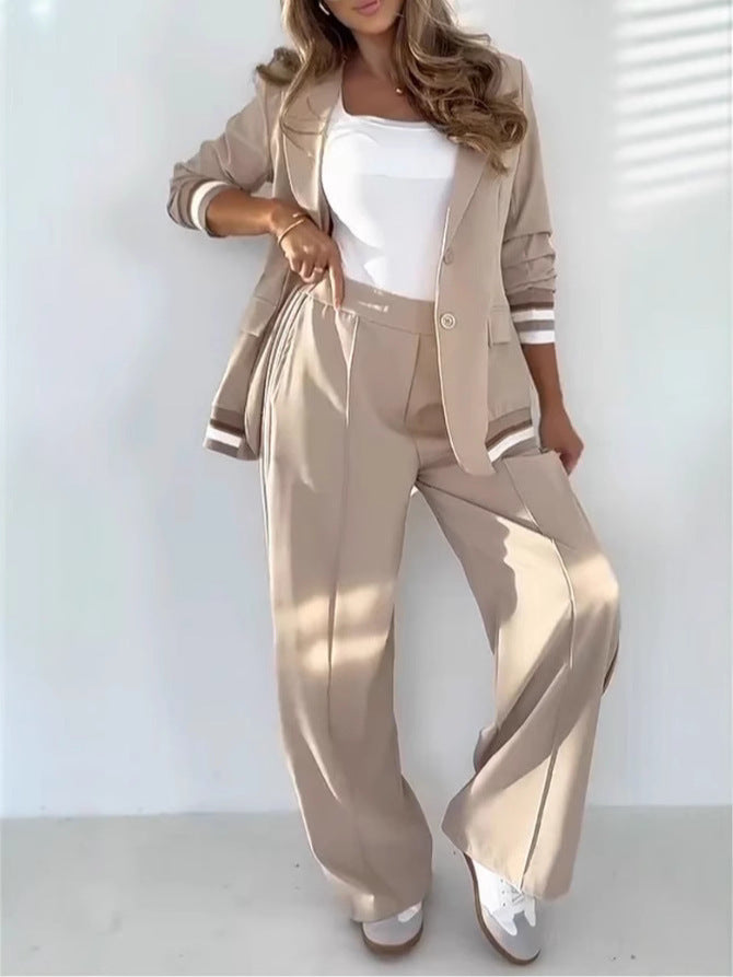 Fleur | Tweedelig broekpak met blazer en wijde pantalon